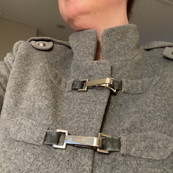 Vintage LL COLLEZIONI ITALIA Military Decorative Clasps Heather Grey Coat - Picture 2 of 11